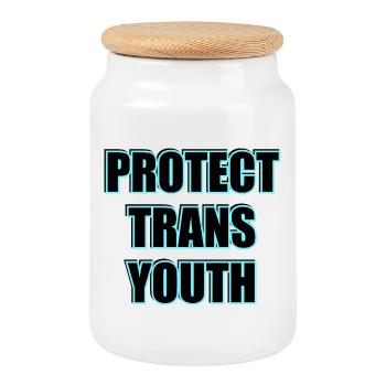 Protect Trans Youth - transgender memorial day - Cookie Jar with Wooden Lid - white - Front