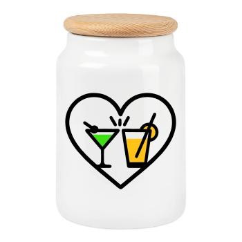 Cocktails Heart Summer Party Beach Gift - Cookie Jar with Wooden Lid - white - Front
