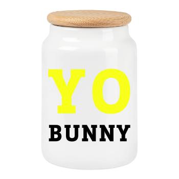 YO BUNNY - Boîte à biscuits avec couvercle en bois - blanc - Devant