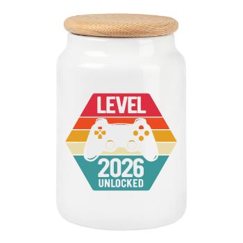 Happy New Year | Level 2026 unlocked | Gamer - Keksdose mit Holzdeckel - Weiß - Vorne