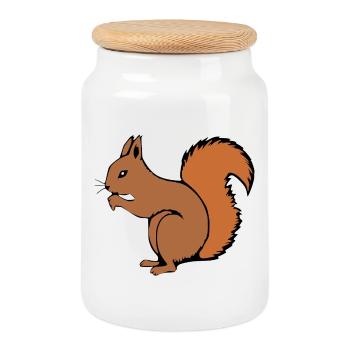Squirrel T-shirt Gift Nature Lover - Cookie Jar with Wooden Lid - white - Front