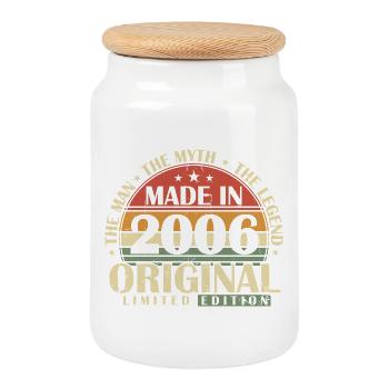 Original 2006 Vintage Vintage Anniversaire Rétro - Boîte à biscuits avec couvercle en bois - blanc - Devant