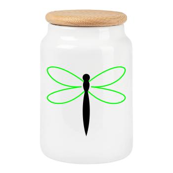 Silhouette de la Libellule - Boîte à biscuits avec couvercle en bois - blanc - Devant