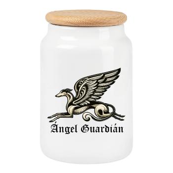 Ángel Guardián Nr3 E - Keksdose mit Holzdeckel - Weiß - Vorne