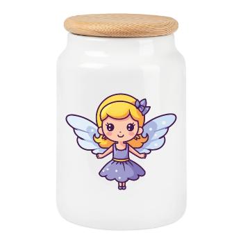 Fée Doux Bébé Conte de Fées - Boîte à biscuits avec couvercle en bois - blanc - Devant