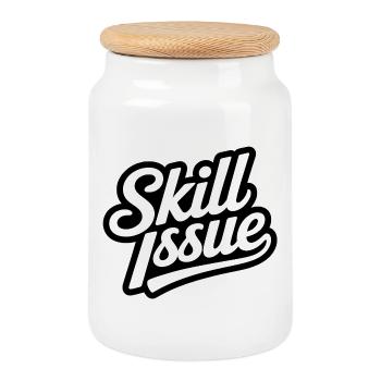 Skill Issue - Funny Gen Alpha Memes - Cookie Jar with Wooden Lid - white - Front