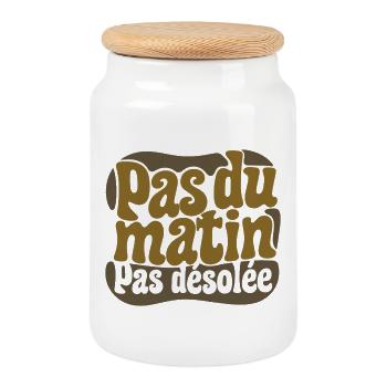 PAS DU MATIN #1 fem - let's talk - Boîte à biscuits avec couvercle en bois - blanc - Devant