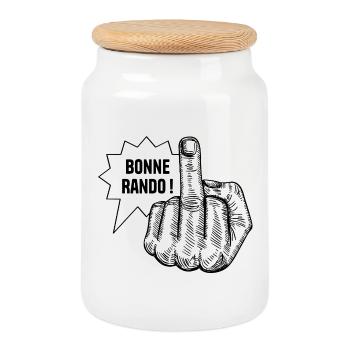 Happy hiking! - Cookie Jar with Wooden Lid - white - Front