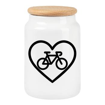 Heart Cycling – Design des amateurs de vélo - Boîte à biscuits avec couvercle en bois - blanc - Devant