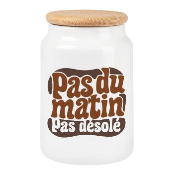 PAS DU MATIN #2 hom - let's talk - Boîte à biscuits avec couvercle en bois - blanc - Devant
