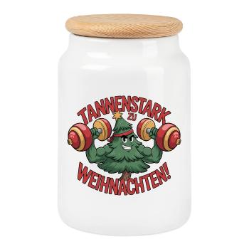 Fir Strong Funnier at Christmas - Cookie Jar with Wooden Lid - white - Front