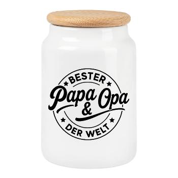 Papa & Grandpa Design – Cadeau des enfants et petits-enfants - Boîte à biscuits avec couvercle en bois - blanc - Devant