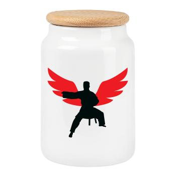 Aikido - Martial Art - Aikido - Cookie Jar with Wooden Lid - white - Front