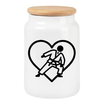 Judo Heart – Passion pour les arts martiaux - Boîte à biscuits avec couvercle en bois - blanc - Devant
