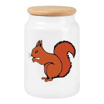 Eichhörnchen Geschenk Weihnachten - Keksdose mit Holzdeckel - Weiß - Vorne