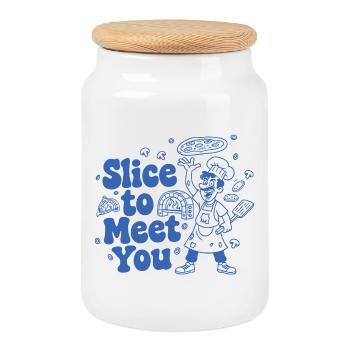 Slice to Meet You Pizza Artist - Cookie Jar with Wooden Lid - white - Front