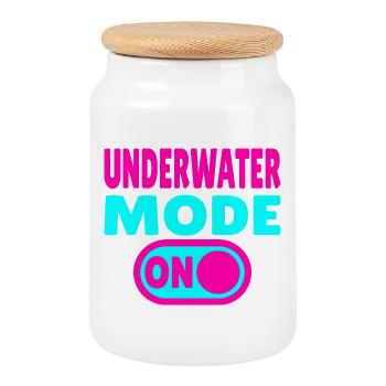 Underwater Mode ON - Cookie Jar with Wooden Lid - white - Front