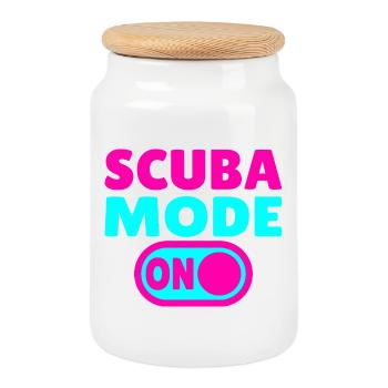 Scuba Mode ON - Taucher - Keksdose mit Holzdeckel - Weiß - Vorne