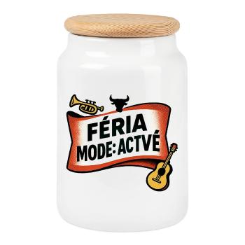 Féria mode: Enabled - Cookie Jar with Wooden Lid - white - Front
