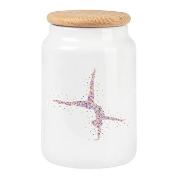 Gymnastics Heartbeat Gymnastics Handstand Acrobatics - Cookie Jar with Wooden Lid - white - Front