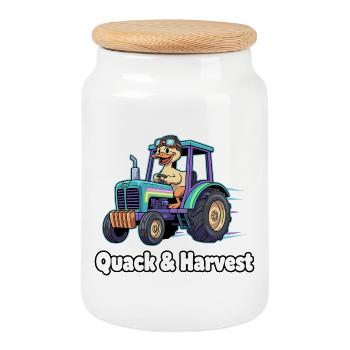 Conducteur de tracteur Quack & Harvest - Boîte à biscuits avec couvercle en bois - blanc - Devant