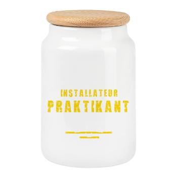 Plumber Intern Installer Internship - Cookie Jar with Wooden Lid - white - Front
