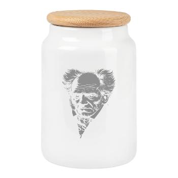 Citation du portrait de Schopenhauer - Boîte à biscuits avec couvercle en bois - blanc - Devant