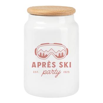 Apres Skiparty, Ski-Mädchen-Abend, pinke Ästhetik - Keksdose mit Holzdeckel - Weiß - Vorne