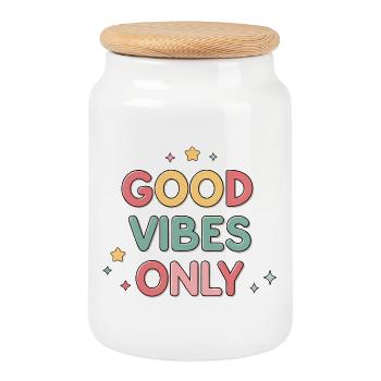 Bonnes ondes uniquement - Cookie Jar with Wooden Lid - white - Front