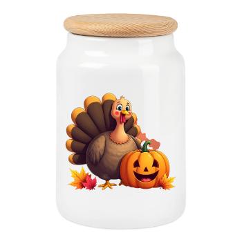 Thanksgiving Lustiger Thanksgiving Truthahn - Keksdose mit Holzdeckel - Weiß - Vorne