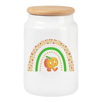 Teacher Thanksgiving Teacher - Cookie Jar with Wooden Lid - white - Front