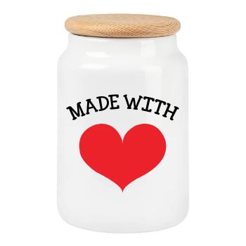 Made with Love – Baby – Babyparty-Geschenk - Keksdose mit Holzdeckel - Weiß - Vorne