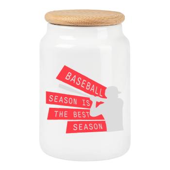 Baseball Season Is The Best Season Fan Spiel Sport - Keksdose mit Holzdeckel - Weiß - Vorne