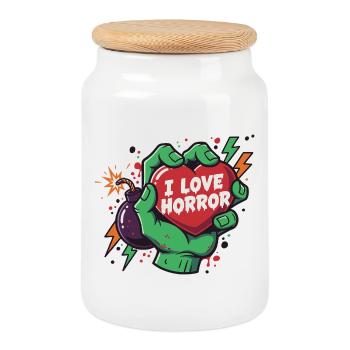HorrorHeart in Zombie Hand - Cookie Jar with Wooden Lid - white - Front