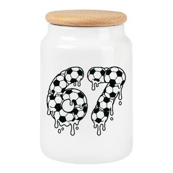 Soccer dégoulinant 67 Graffiti Six Seven - Boîte à biscuits avec couvercle en bois - blanc - Devant