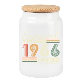 Original 1966 Vintage Vintage Anniversaire Rétro - Boîte à biscuits avec couvercle en bois - blanc - Devant