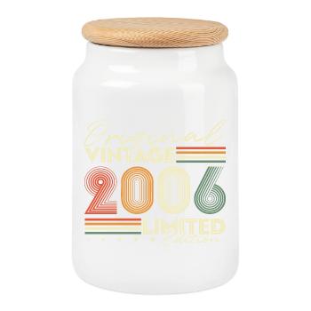 Original 2006 Vintage Vintage Anniversaire Rétro - Boîte à biscuits avec couvercle en bois - blanc - Devant