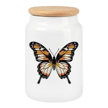 Couleurs vives de papillons - Boîte à biscuits avec couvercle en bois - blanc - Devant