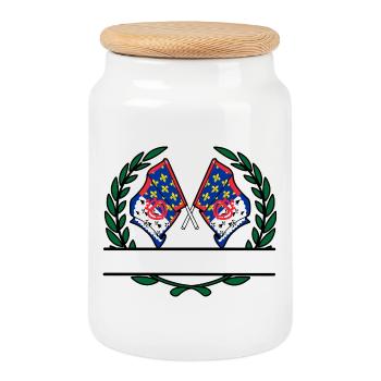 Pays_de_la_Loire_lauwerkrans - Boîte à biscuits avec couvercle en bois - blanc - Devant