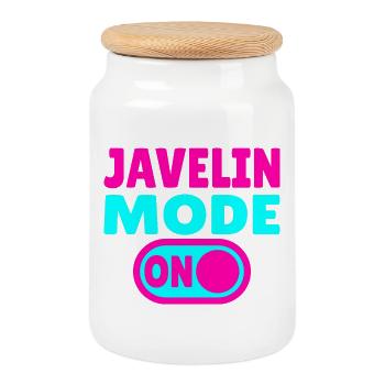 Javelin Mode ON - Javelin Throw - Cookie Jar with Wooden Lid - white - Front