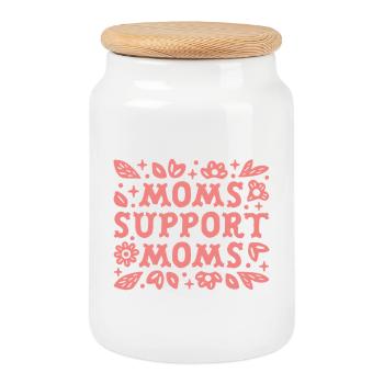 Moms supporting mothers support group pink sayings - Cookie Jar with Wooden Lid - white - Front