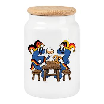 67 Six Seven Costume Carnaval Football Italie Mème - Boîte à biscuits avec couvercle en bois - blanc - Devant