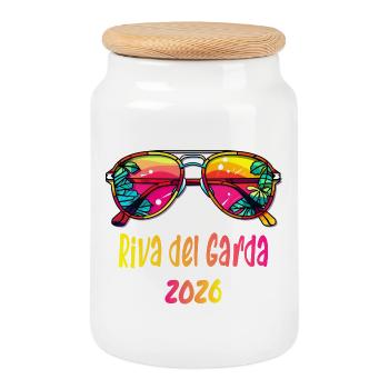 Lunettes de soleil Riva del Garda 2026 - Boîte à biscuits avec couvercle en bois - blanc - Devant
