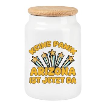 Prénom Arizona - Boîte à biscuits avec couvercle en bois - blanc - Devant