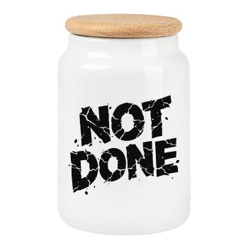 Pas de résultat – Imprimé de t-shirt faute fractionnée - Boîte à biscuits avec couvercle en bois - blanc - Devant