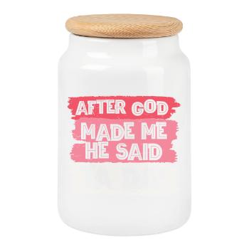Après que Dieu m’ait fait tada - Boîte à biscuits avec couvercle en bois - blanc - Devant