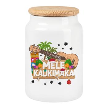 Hawaiian Ukulele Uke Christmas - Keksdose mit Holzdeckel - Weiß - Vorne