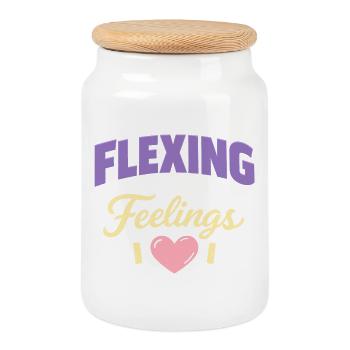 Anime Strong Girl Taking The Force In - Cookie Jar with Wooden Lid - white - Front