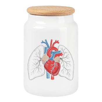 Heart-Lung Anatomy Art Print - Cookie Jar with Wooden Lid - white - Front