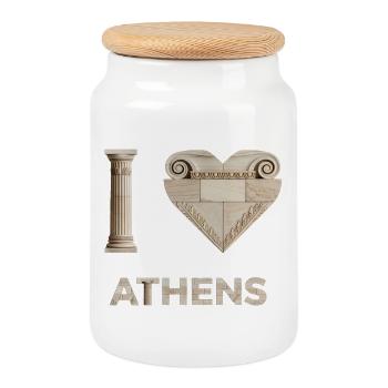 ATHENS – Marble Architectural Lettering - Keksdose mit Holzdeckel - Weiß - Vorne
